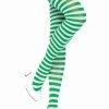 Leg Avenue White & Kelly Green Striped Pantyhose Hosiery