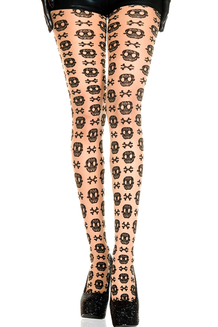 Music Legs Skull And Crossbones Pantyhose 3 Music Legs Skull And Crossbones Pantyhose