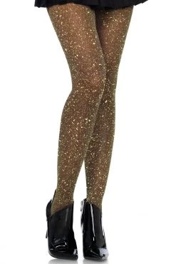 Leg Avenue Black & Gold Lurex Shimmer Tights