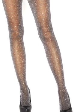 Leg Avenue Black & Silver Lurex Shimmer Tights
