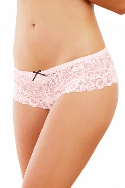 Dreamgirl Lingerie Open Crotch Pink Lace With Black Bow Cheeky Panty