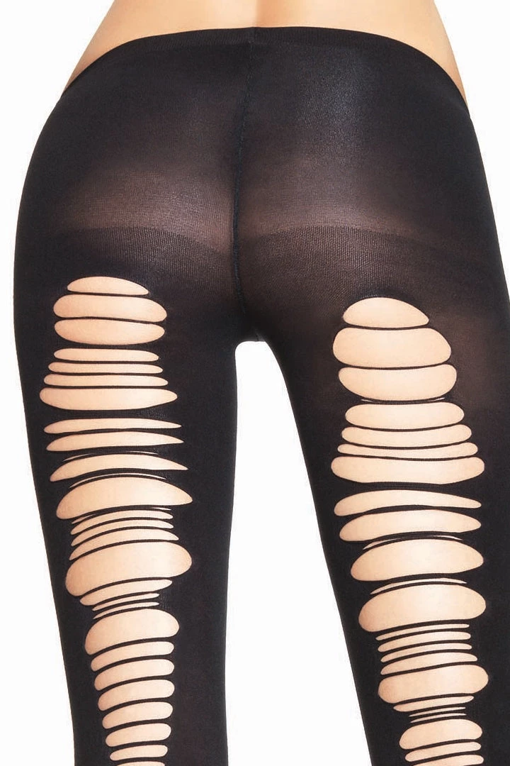 Leg Avenue Shredded Back Opaque Footless Tights 4 Leg Avenue Shredded Back Opaque Footless Tights