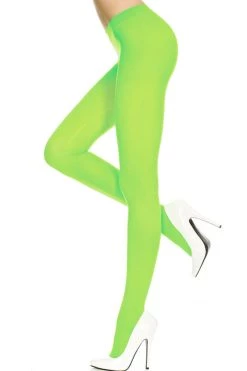 Music Legs Neon Green Opaque Tights Glow In The Dark & Neon