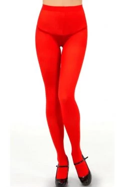 Music Legs Red Opaque Tights Hosiery