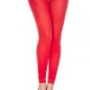 Music Legs Hosiery Amorous Red Opaque Leggings With Lace Trim