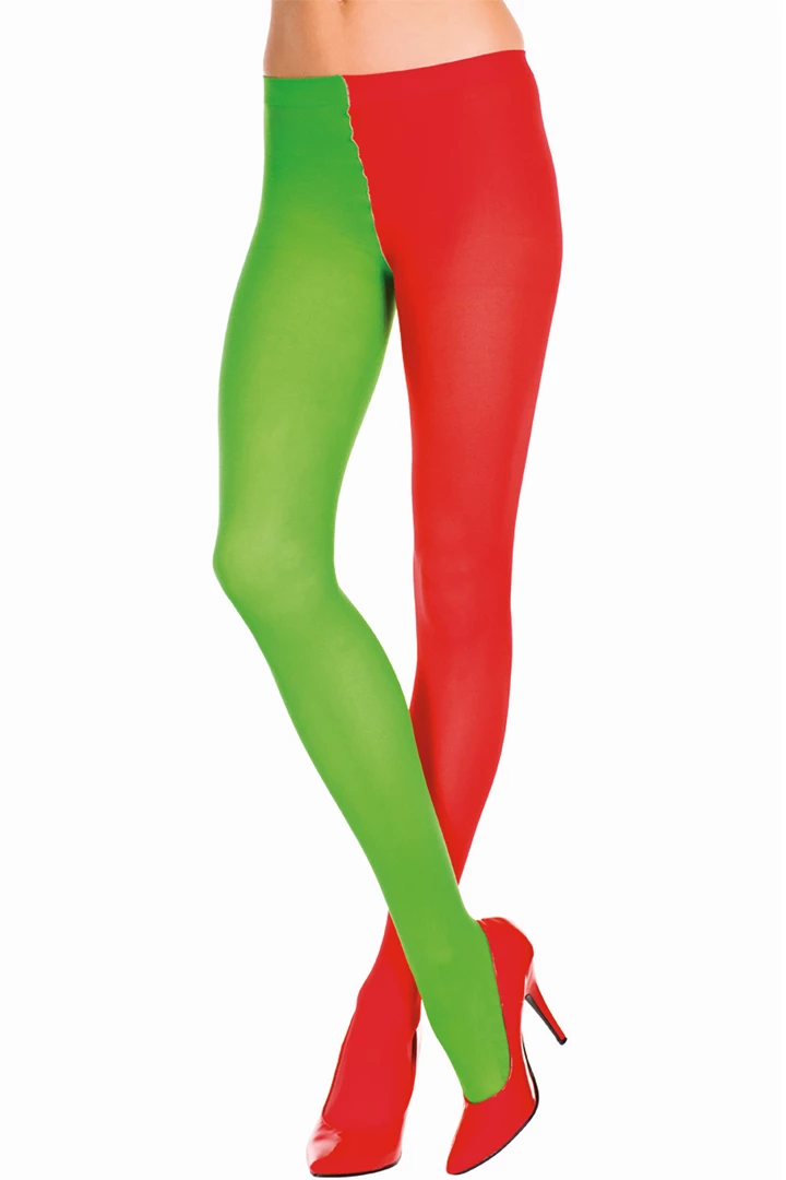 Music Legs Red & Kelly Green Jester Tights Hosiery 3 Music Legs Red & Kelly Green Jester Tights Hosiery