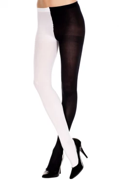 Music Legs Black & White Opaque Jester Pantyhose Hosiery