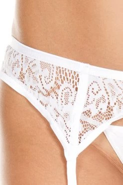Music Legs White Lace Adjustable Garter Belt