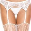 Music Legs White Lace Adjustable Garter Belt