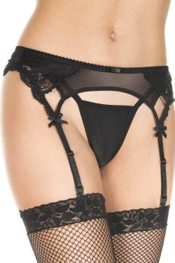 Music Legs Victorian Lace & Mesh Garter Belt Lingerie