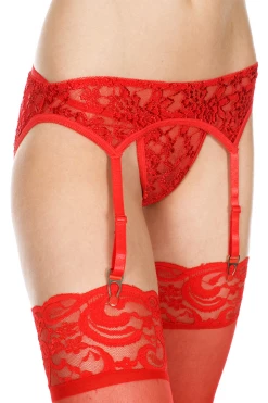 Music Legs Red Lace Garter Belt & G-String
