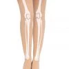 Leg Avenue Beige Skeleton Print Pantyhose Hosiery 2 Leg Avenue Beige Skeleton Print Pantyhose Hosiery