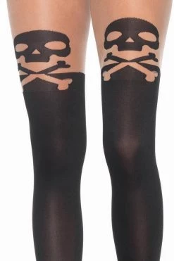 Leg Avenue Skull & Crossbone Opaque Pantyhose Hosiery