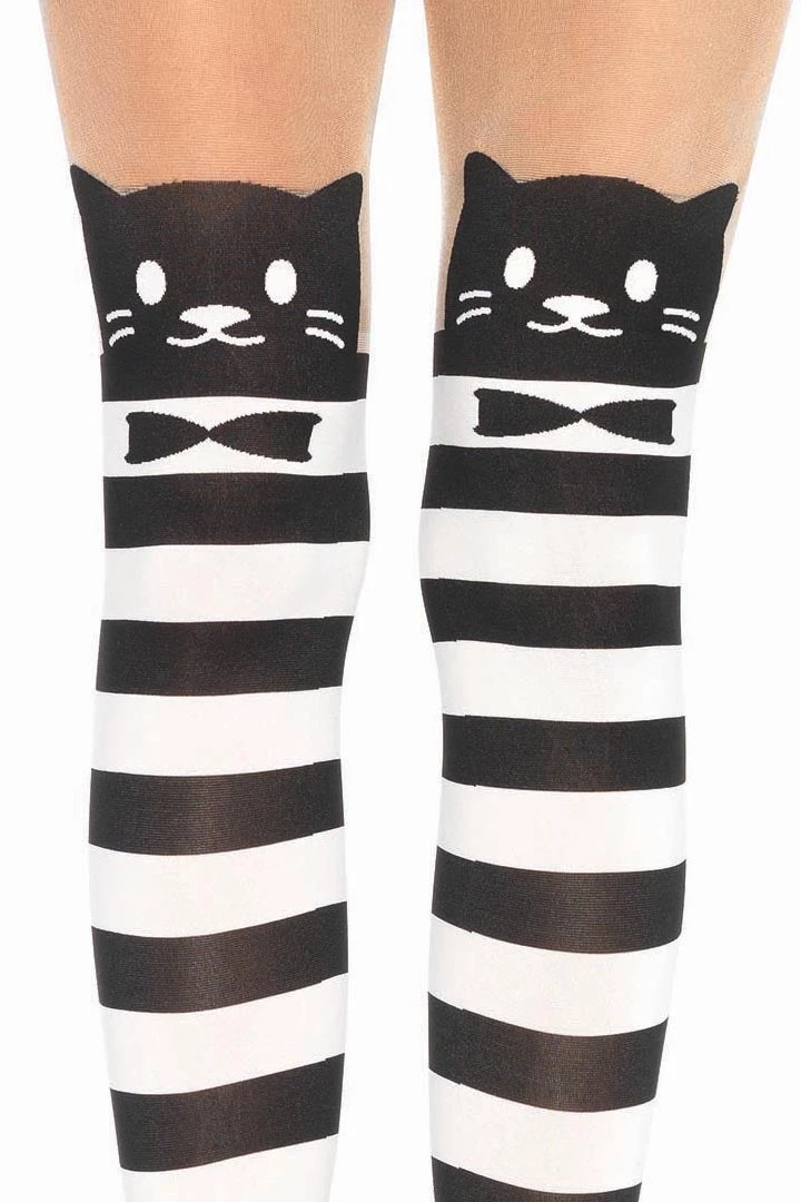 Leg Avenue Fancy Cat Striped Opaque Pantyhose Hosiery 4 Leg Avenue Fancy Cat Striped Opaque Pantyhose Hosiery