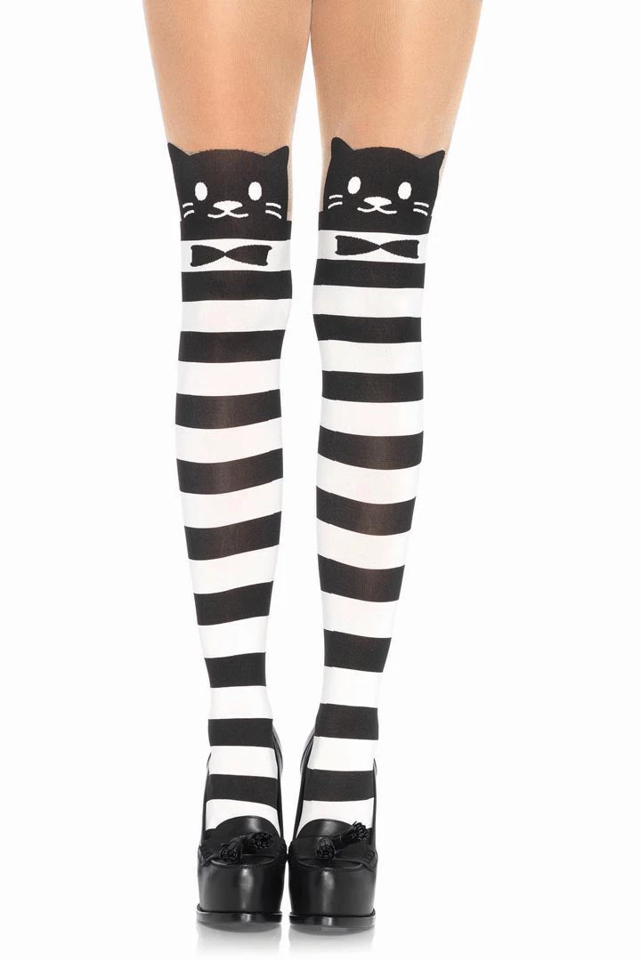 Leg Avenue Fancy Cat Striped Opaque Pantyhose Hosiery 3 Leg Avenue Fancy Cat Striped Opaque Pantyhose Hosiery