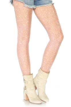 Leg Avenue Rose Gold Shimmer Spandex Crochet Tights