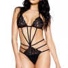 Music Legs Black Lace Strappy Teddy