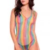 Music Legs Crotchless Rainbow Striped Teddy Bodystocking Lingerie 2 Music Legs Crotchless Rainbow Striped Teddy Bodystocking Lingerie