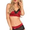Leg Avenue Holiday Satin Trimmed Bra & Panty Set