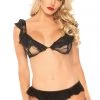 Leg Avenue Lingerie Effortless Affection Black Ruffle Bra & Panty Set