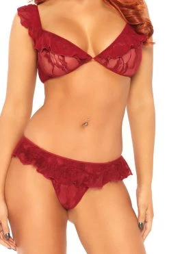 Leg Avenue Effortless Affection Red Ruffle Bra & Panty Set Lingerie 8 Leg Avenue Effortless Affection Red Ruffle Bra & Panty Set Lingerie