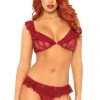 Leg Avenue Effortless Affection Red Ruffle Bra & Panty Set Lingerie 1 Leg Avenue Effortless Affection Red Ruffle Bra & Panty Set Lingerie
