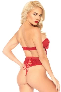 Leg Avenue Be Mine Satin Bow Bra & Panty Set Lingerie