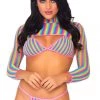 Leg Avenue Electric Rainbow Fishnet Top & Panty