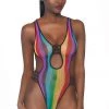 Leg Avenue Bodystocking Lingerie Rainbow Fishnet Cutout Teddy