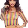 Leg Avenue Rainbow Fishnet Crop Top Bodystocking Lingerie 2 Leg Avenue Rainbow Fishnet Crop Top Bodystocking Lingerie