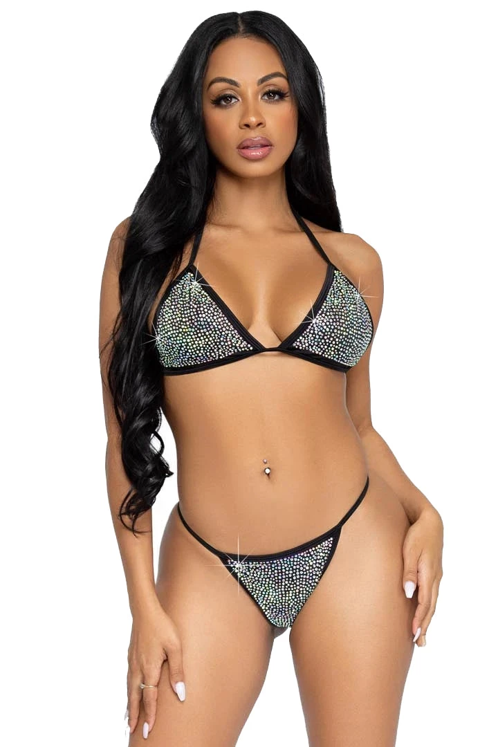 Leg Avenue 2PC Phoenix Black Rhinestone Bikini Set 3 Leg Avenue 2PC Phoenix Black Rhinestone Bikini Set