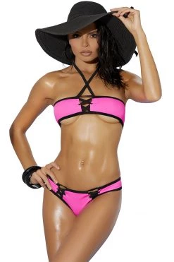 Elegant Moments Fuchsia Punch Bandeau Bikini Set Dancewear