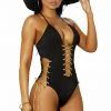Elegant Moments Swimwear Sun And Done Lace-Up One Piece Swimsuit