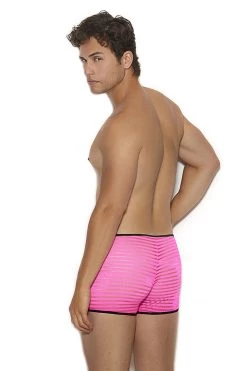 Elegant Moments Men's Neon Pink Striped Mesh Boxer Brief