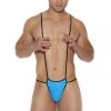 Elegant Moments Men's Blue Suspender Pouch Male Thongs