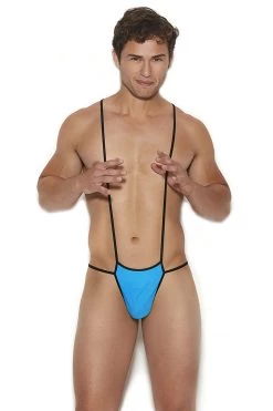 Elegant Moments Men's Blue Suspender Pouch Male Thongs