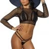 Elegant Moments Dancewear Black Crochet Swim Cover-Up Top