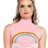 Leg Avenue Dancewear Pink Rainbow Mesh Crop Top
