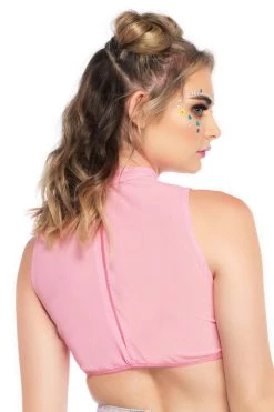 Leg Avenue Dancewear Pink Rainbow Mesh Crop Top