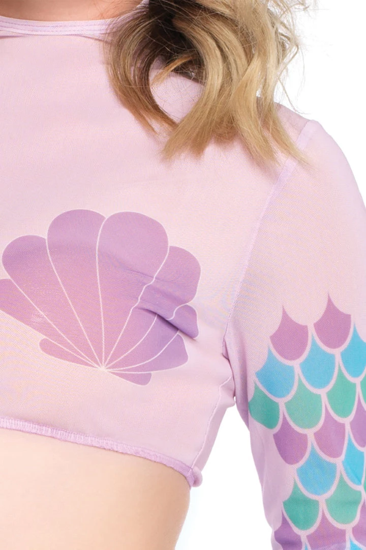 Leg Avenue Ravewear Lavender Mermaid Mesh Crop Top 5 Leg Avenue Ravewear Lavender Mermaid Mesh Crop Top