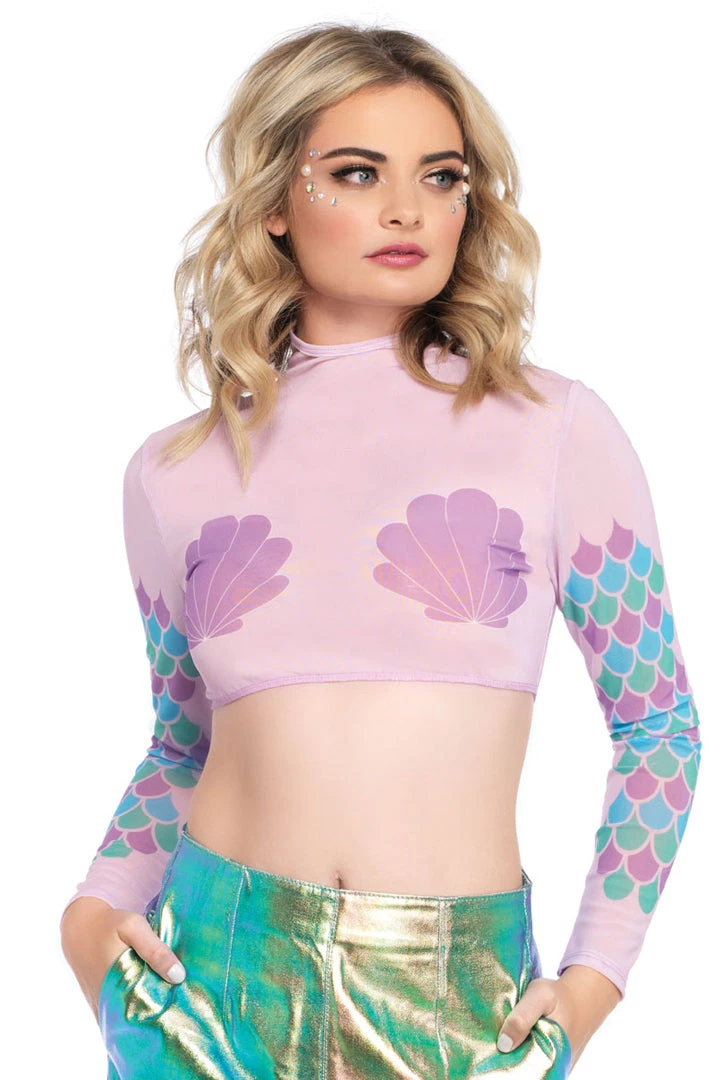Leg Avenue Ravewear Lavender Mermaid Mesh Crop Top 3 Leg Avenue Ravewear Lavender Mermaid Mesh Crop Top