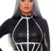 Leg Avenue Iridescent Studded Vinyl Body Harness Harness & Strappy Lingerie