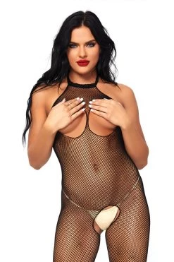 Leg Avenue Cupless Fishnet Halter Bodystocking