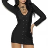 Elegant Moments Lingerie Lace-Up Lycra Mini Dress