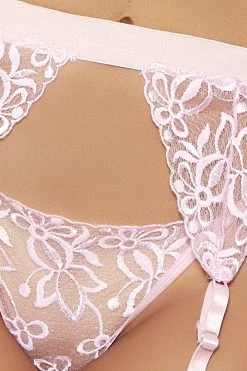 Popsi Lingerie Pink Blooming Lace Bralette & Garter Set 10 Popsi Lingerie Pink Blooming Lace Bralette & Garter Set