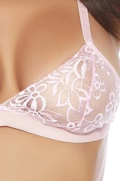 Popsi Lingerie Pink Blooming Lace Bralette & Garter Set 9 Popsi Lingerie Pink Blooming Lace Bralette & Garter Set