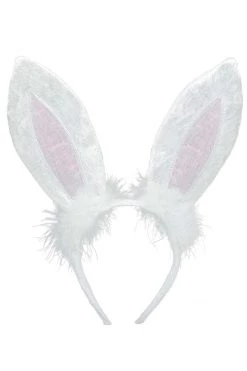 AMSCAN White Velvet Bunny Ears Headband Costumes
