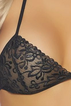 Popsi Too Hot To Handle Black Bralette & Thong Panty