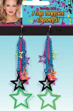 AMSCAN Colorful Star Dangle Earrings Costumes