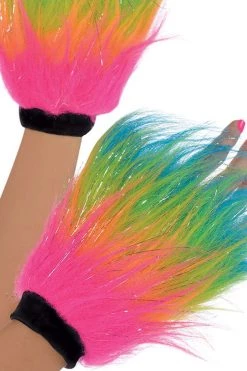 AMSCAN Electric Party Furry Gloves Ravewear